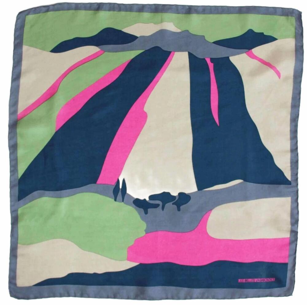 NEW LES BELLES VAGABONDES women's scenic print mini scarf in pink
